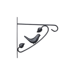GARDEN WALL HANGER FOR PLANTERS BLACK WITH METAL BIRD 25.5CM(10") - 4897047322068