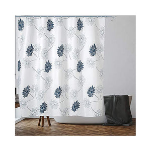 JH SHOWER CURTAIN POLYESTER WHITE AND BLUE FLOWER 180X180CM(70-7/8"X70-7/8") - 6975483771522
