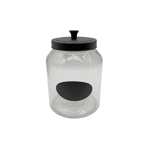 CANISTER GLASS IRON LID W/BLACK STICKER 3000ML - 8338024018032