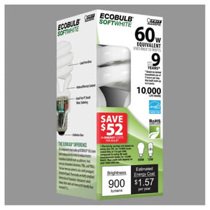 60W E/S BULB SOFT WHITE ECOBULB FEIT (KLC) - 017801875119