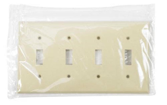 WALL PLATE 4 GANG/TOGGLE IVORY - 032664318702