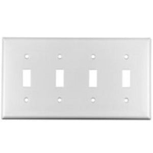 4 GANG TOGGLE SWITCH PLATE WHITE - 032664318801