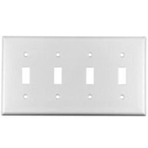 4 GANG TOGGLE SWITCH PLATE WHITE - 032664318801