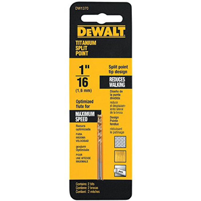DRILL BIT 1/16 TITANIUM PILOT POINT 2PK - 042944040506