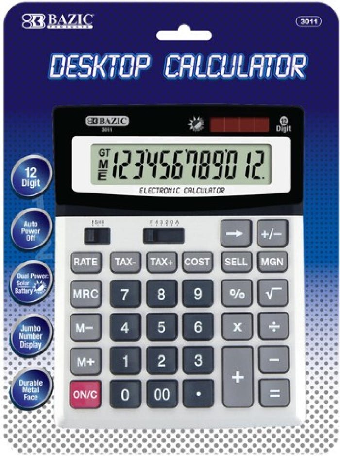 CALCULATOR ELECTRONIC 12DIGIT 3011 BAZIC - 764608030110