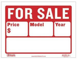 SIGN FOR SALE 9" X 12" 2 LINE - 764608043011