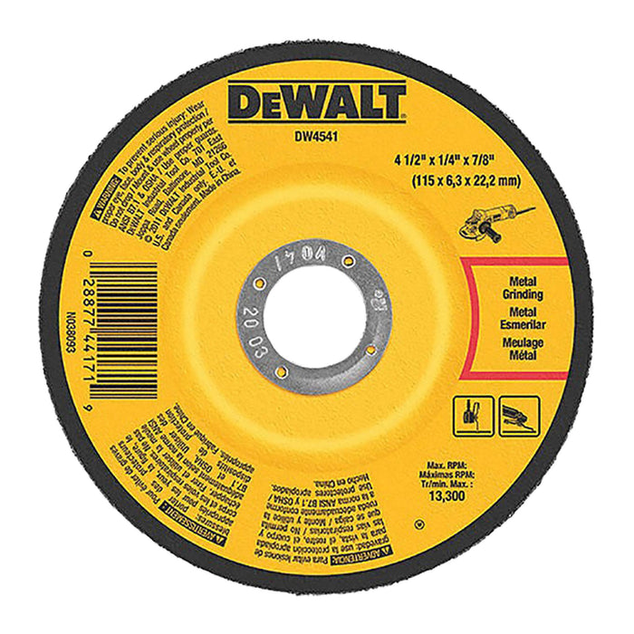 DISC 4 1/2X1/4X7/8 METAL GRIND DEPRESS #DEWALT - 885911372954